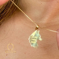 Set plata en rodio dorado cadena y dije loba shakira