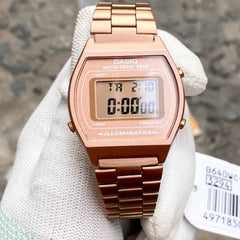 Reloj Casio Retro B640WC-5ADF Acero Dama Vintage Oro Rosa Mujer