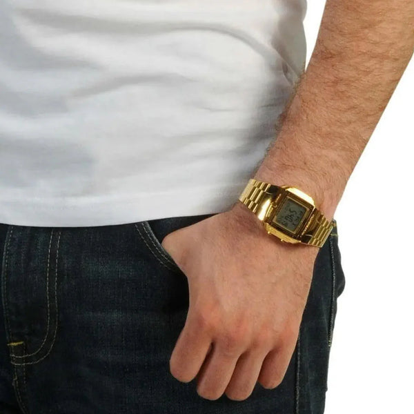 reloj casio vintage dorado digital telememo 