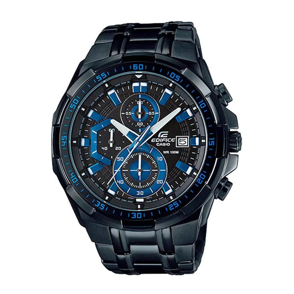 EFR-539BK-1A2VUDF reloj acero pavonado negro tablero y bisel con azul