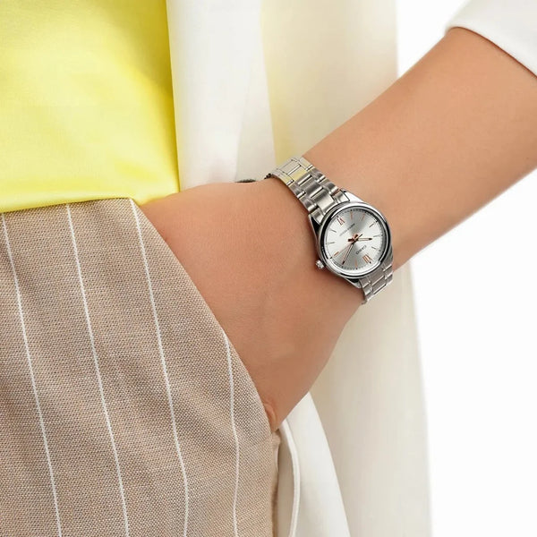 Reloj Casio Dama ltp-v005d-7b2udf Pulso Acero Indicadores Oro Rosa