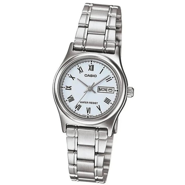 reloj casio dama plateado pulso acero esfera azul cielo 