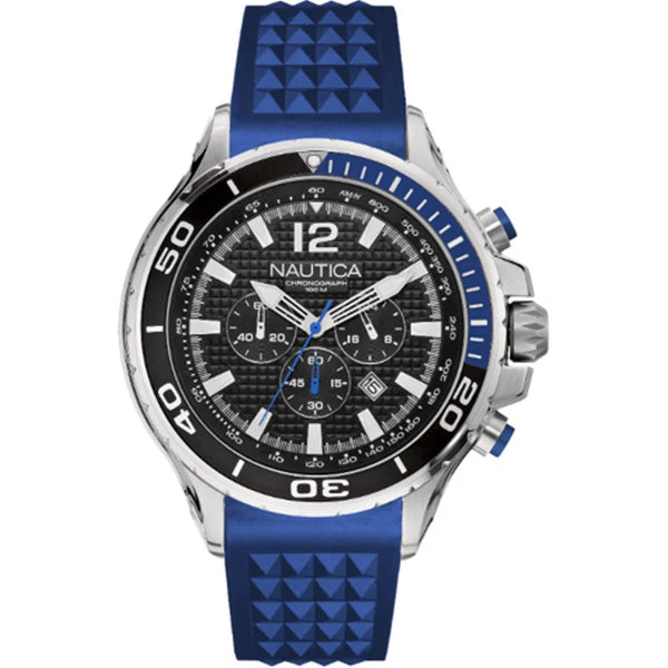 reloj nautica deportivo resistente al agua en pulso de silicona , caja en acero