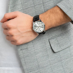 Reloj Casio Caballero mtp-v001l-7budf Pulso Cuero Negro Caja Plateada