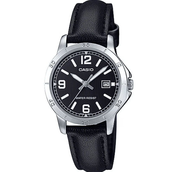 Reloj Casio Hombre MTP-V004L-1BUDF Pulso Cuero Negro Esfera Plateada