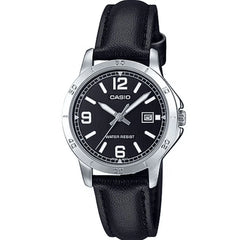 Reloj Casio Hombre MTP-V004L-1BUDF Pulso Cuero Negro Esfera Plateada