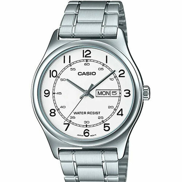 Reloj Casio Hombre mtp-v006d-7b2udf Pulso Acero Plateado Fondo Blanco