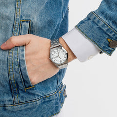 Reloj Casio Hombre mtp-v006d-7b2udf Pulso Acero Plateado Fondo Blanco