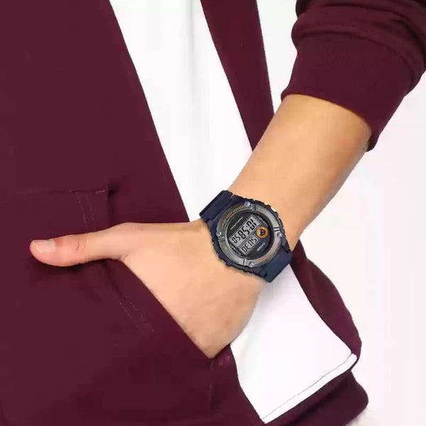 asi te queda reloj casio digital pulso azul en resina