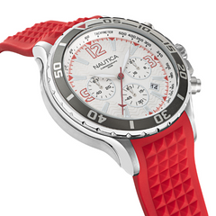 reloj nautica pulso rojo en silicona caja en acero inoxidable 