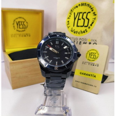 reloj yess hombre tipo buceo negro pavonado