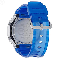 G-shock Referencia: ga-2100hc-2adrGenero: Hombre Composición: analogo, digital, cronometro, temporizador, alarma, calendario. Materiales: resina Color: Azul Impermeabilidad: 20 atm  Cristal: mineral Producto con garantía de 1 año en funcionamiento . Recomendaciones Reloj con resistencia al agua para sumergirse. No manipular los botones cuando se esté en contacto con el agua.